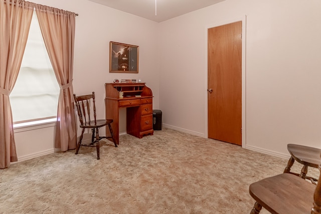 living area with carpet flooring