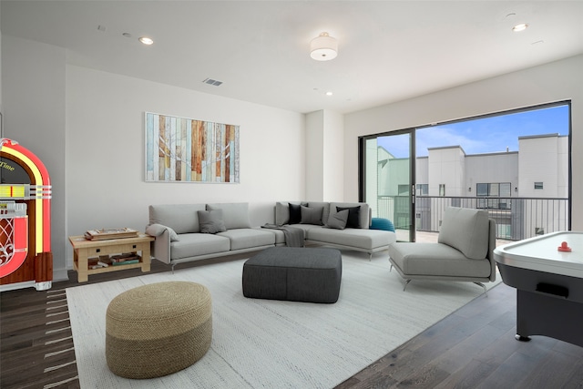 living room featuring hardwood / wood-style flooring