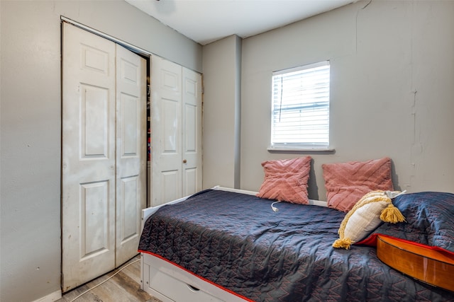 bedroom with light wood-type flooring