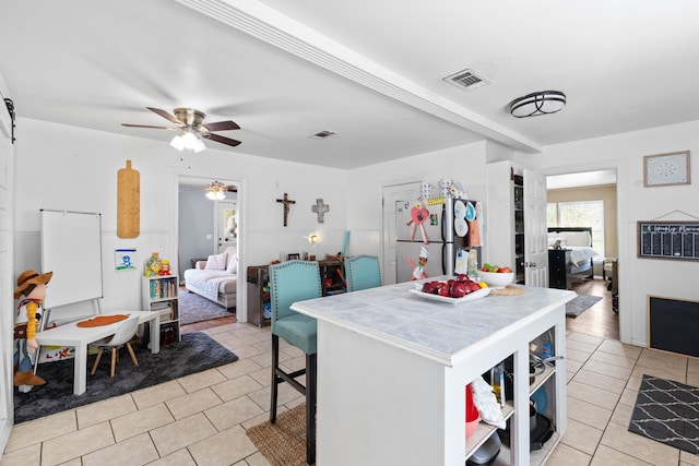 dining area featuring ceiling fan