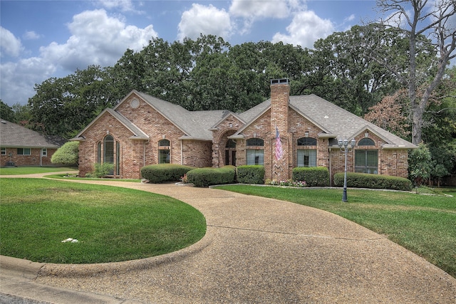 view of front of house with a front lawn