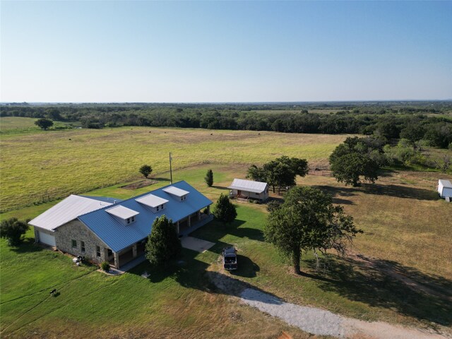 drone / aerial view featuring a rural view