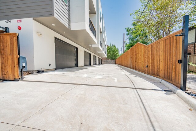 exterior space featuring a garage