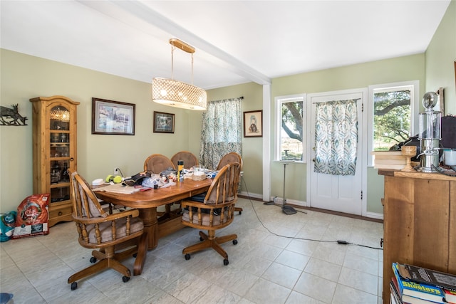 view of tiled dining room