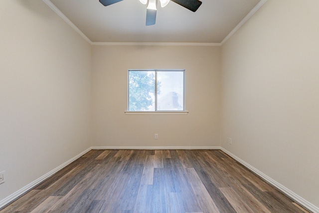 unfurnished room featuring a healthy amount of sunlight, crown molding, and hardwood / wood-style floors