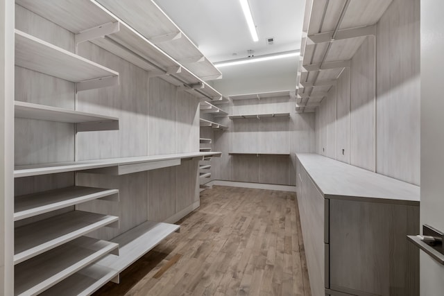 spacious closet featuring light hardwood / wood-style flooring