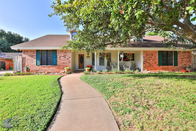 ranch-style house with a front lawn