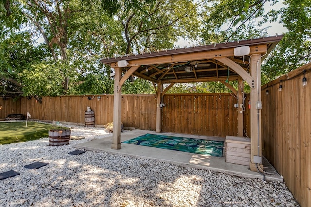 view of patio featuring a gazebo