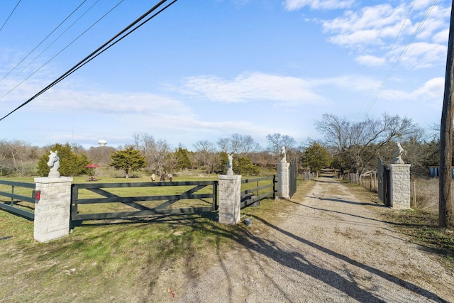 view of road with a rural view