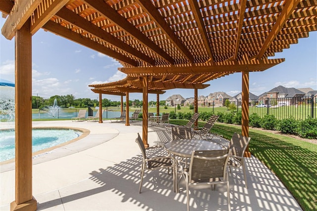 view of patio featuring a pergola