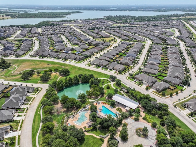 bird's eye view featuring a water view