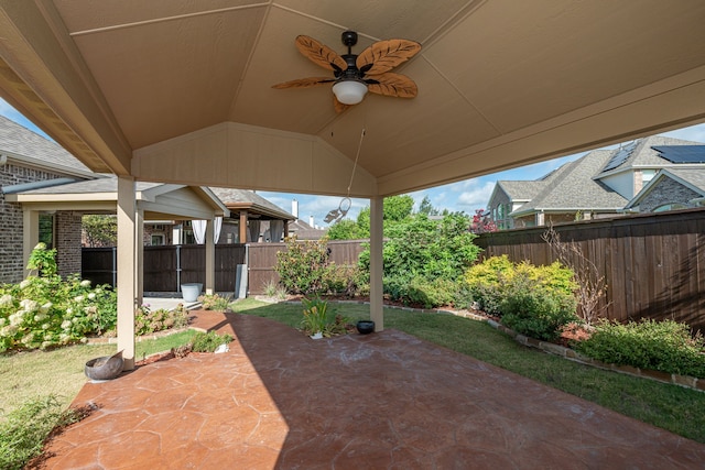 view of patio / terrace featuring ceiling fan