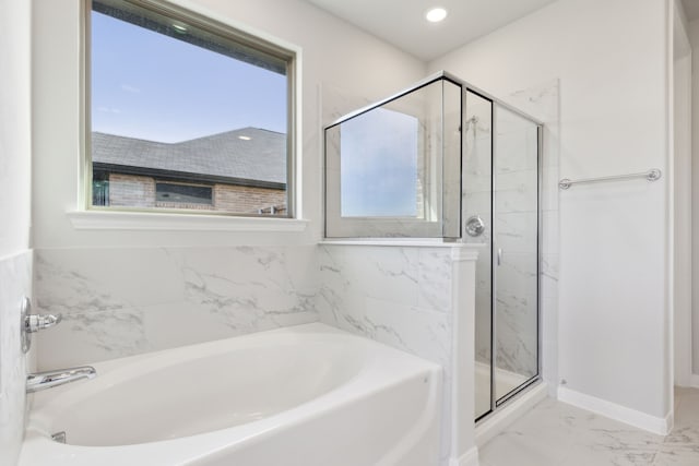 bathroom with independent shower and bath