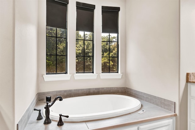 bathroom featuring a garden tub and a wealth of natural light