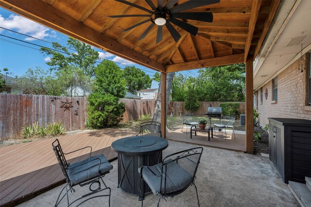 view of patio / terrace featuring a deck and ceiling fan