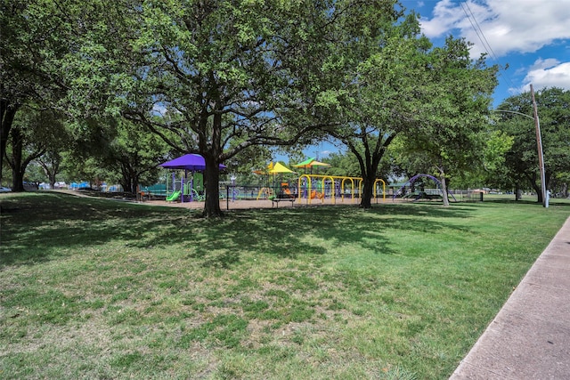 view of yard with a playground