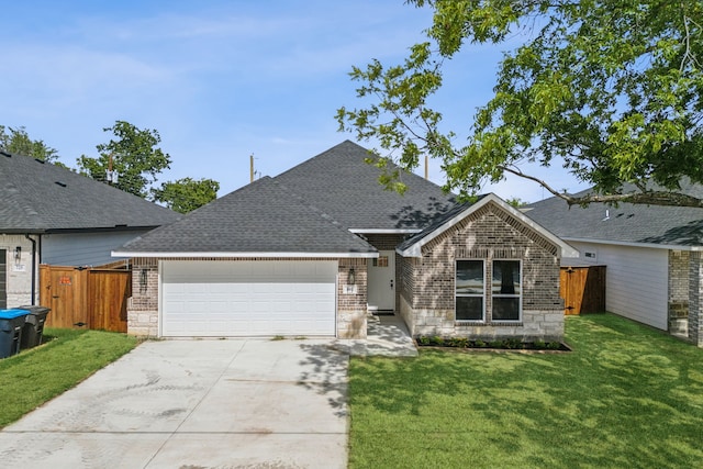 view of front of home with a garage and a front yard