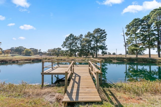 view of dock featuring a water view