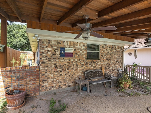 view of patio with ceiling fan