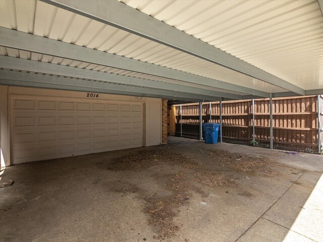 view of garage