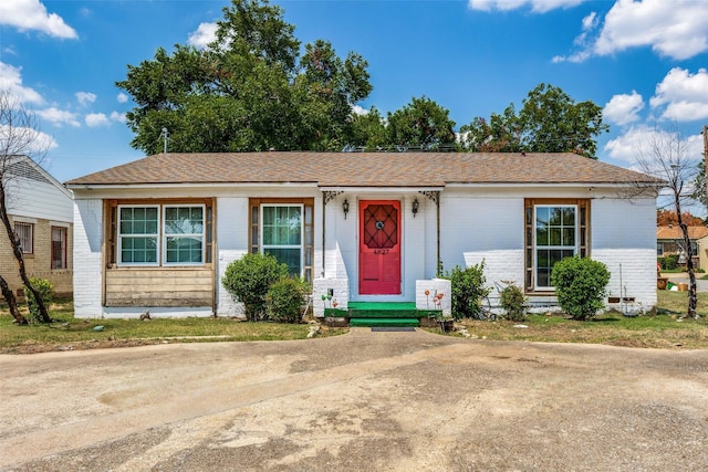 view of single story home