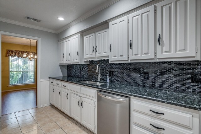 kitchen featuring white cabinets, sink, and stainless steel dishwasher