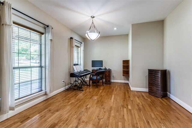 office area featuring light hardwood / wood-style flooring