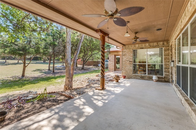 view of patio / terrace featuring ceiling fan