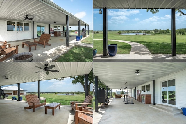 1320 Murrah Ln, Kaufman, TX 75142 - view of patio / terrace with ceiling fan and a water view