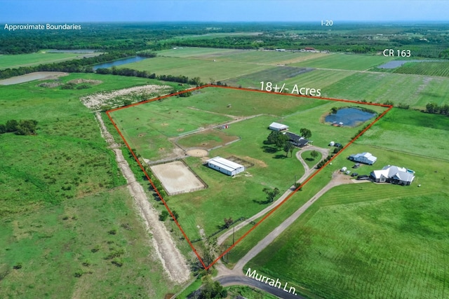 1320 Murrah Ln, Kaufman, TX 75142 - view of rural area featuring property boundaries highlighted and a nearby body of water