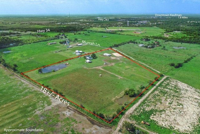 1320 Murrah Ln, Kaufman, TX 75142 - aerial view of sparsely populated area featuring property parcel outlined