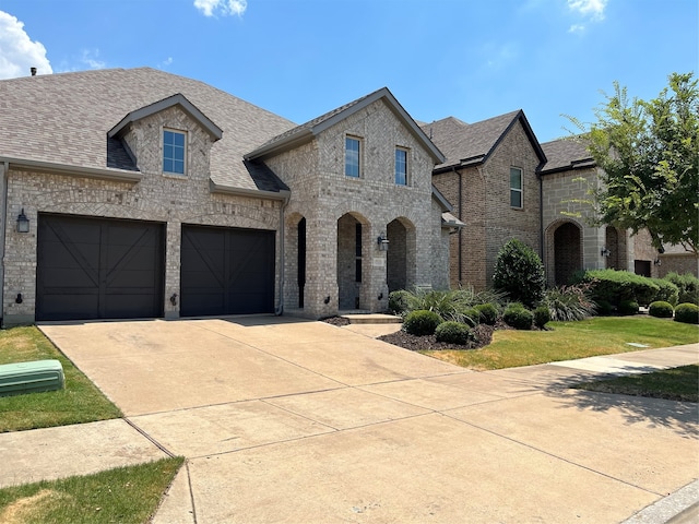 french provincial home featuring a garage