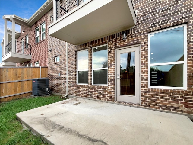 view of patio featuring central AC