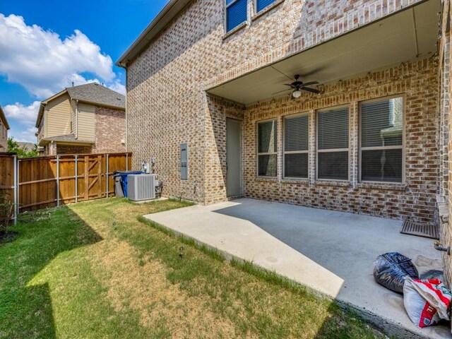 exterior space with ceiling fan and central AC unit