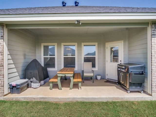 view of patio featuring grilling area