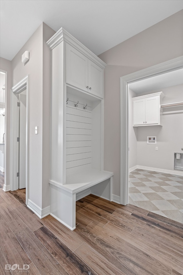 mudroom featuring light wood-type flooring