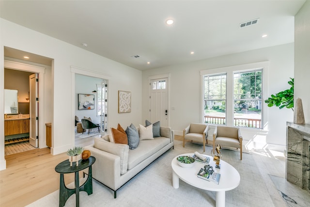 living room featuring light hardwood / wood-style floors