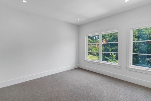 unfurnished room with a wealth of natural light and carpet