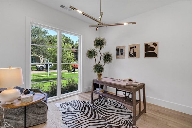 living area featuring light hardwood / wood-style flooring