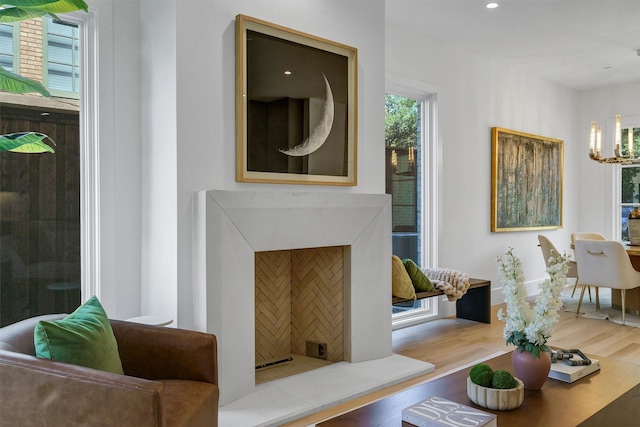 living room with hardwood / wood-style floors