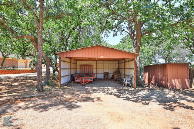 garage with a carport