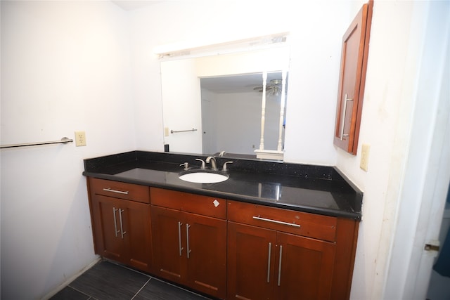 bathroom with vanity and tile patterned floors