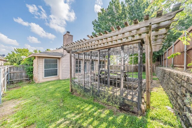 view of yard with a pergola