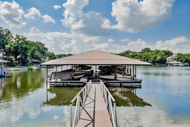 dock area featuring a water view