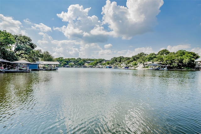 property view of water featuring a boat dock