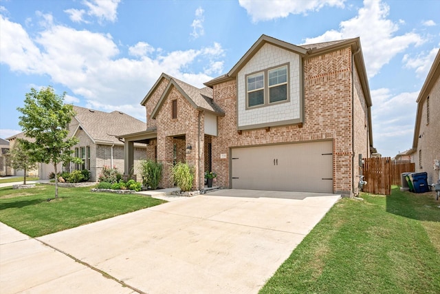 view of front facade featuring a garage and a front yard