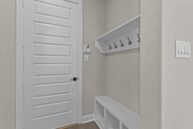 mudroom with hardwood / wood-style flooring