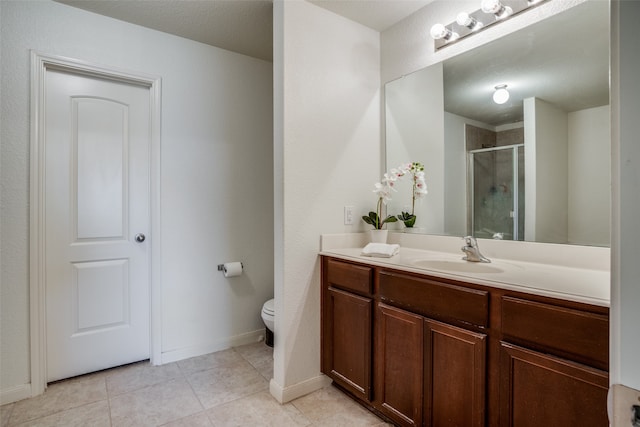 bathroom with tile patterned floors, toilet, and vanity