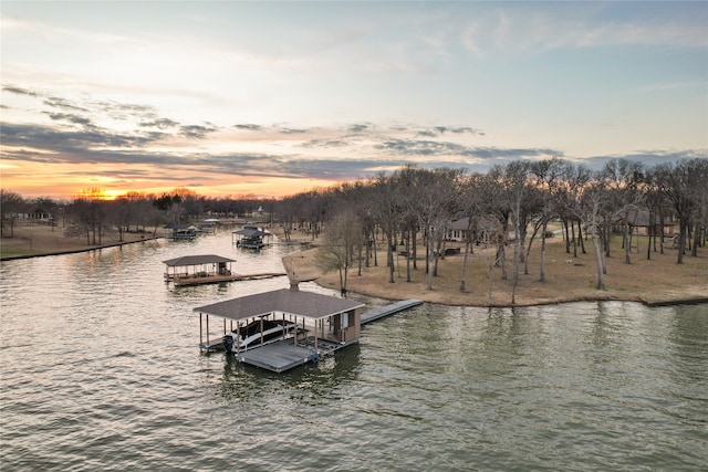 view of dock featuring a water view