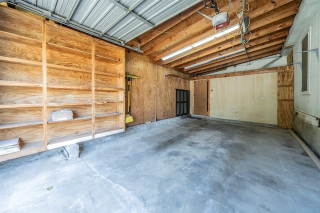 garage with a garage door opener